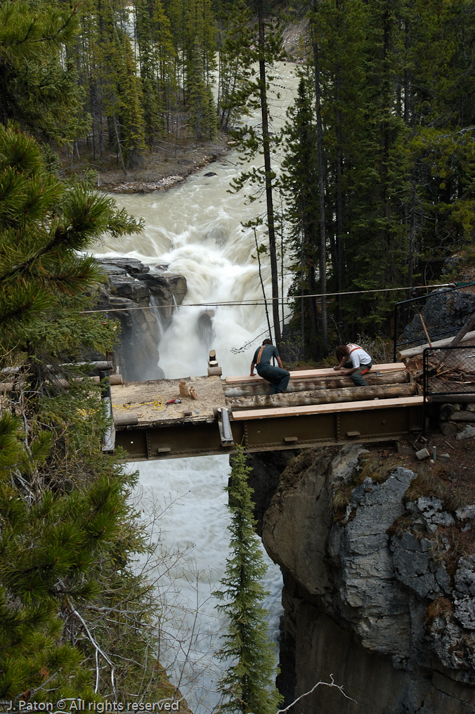 Footbridge Repair at Sunwapta Falls   Icefield Parkway, Jasper National Park, Alberta, Canada