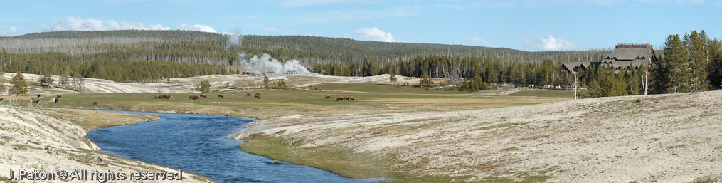 Old Faithful Inn and Firehole River   Upper Geyser Basin, Yellowstone National Park, Wyoming
