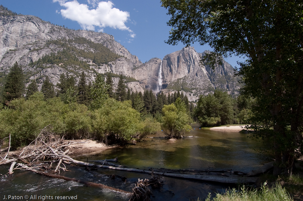 Yosemite Falls Over the Merced River   Yosemite National Park, California
