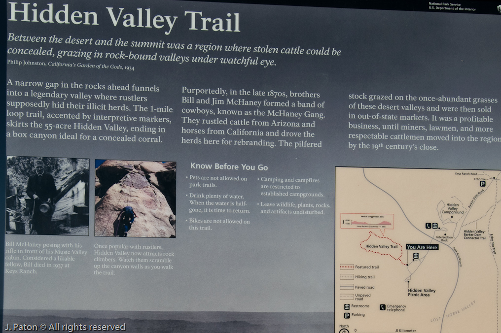 Sign at Trail Head   Hidden Valley Trail, Joshua Tree National Park, California