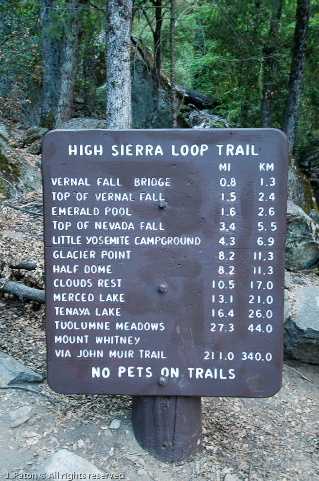 Trailhead Sign   Mist Trail, Yosemite National Park, California