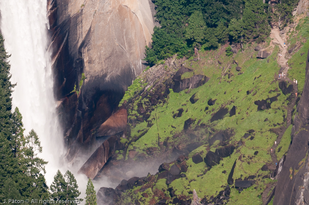 Mist Trail at Vernal Falls from Glacier Point   Yosemite National Park, California