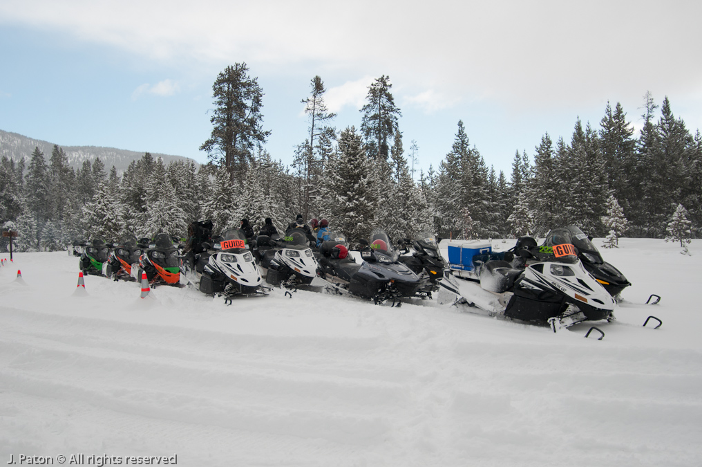 Snowmobile Parking at the Warming Hut   Madison Junction, Yellowstone National Park, Wyoming
